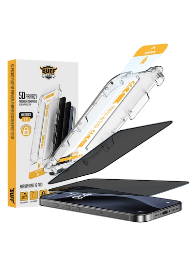 Buff Apple Uyumlu   iPhone 16 Pro 5d Privacy Easyfit 2 Adet Ekran Koruyucu