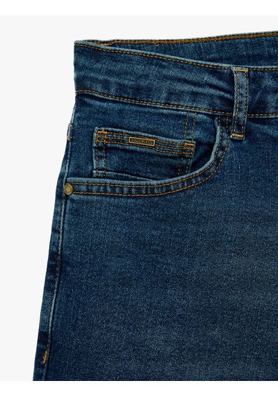 Koton Normal Bel Pamuklu Cepli Slim Fit Jean Pantolon - Brad Jean Orta İndigo 7wam40318nd