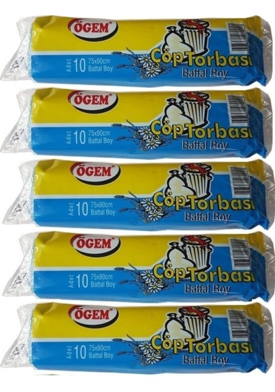 Ögem Çöp Torbası Battal Boy Siyah 5 x 10'lu 75 x 90 CM