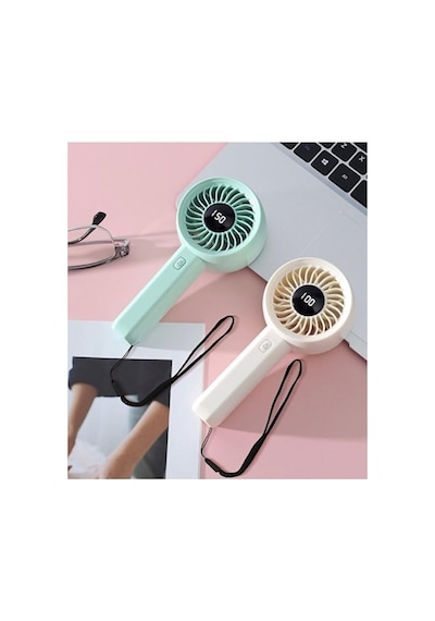 Mini Taşınabilir Şarjlı Led Göstergeli El Fanı Beyaz Zb162b