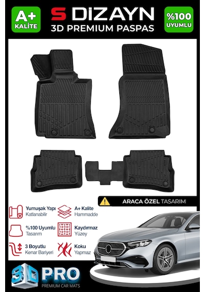 S-dizayn Mercedes E Serisi W214 3d Pro Havuzlu Paspas 2020 Üzeri A+ Kalite