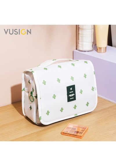 Vusign Vusıgn Kozmetik Saklama Çantası Seyahat Makyaj Organizer Çanta 24x9x20 Cm Beyaz Çiçek Desenli