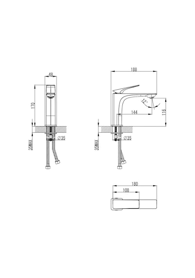 Turkuaz Blue Lavabo Bataryası - 9058997634303 Krom