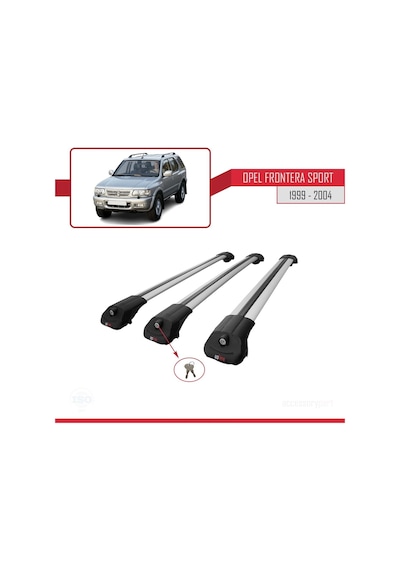 Opel Frontera Sport 1999-2004 Arası İle Uyumlu Ace-1 Ara Atkı Tavan Barı Gri 3 Adet Bar