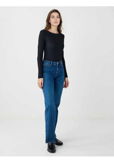 Mid Rodeo Normal Paça Yüksek Bel Denim Pantolon Lacivert