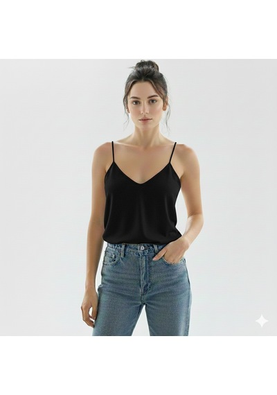 Lonca Tekstil İp Askılı Bambu Atlet Siyah