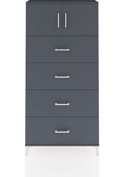 Arges Dolap Tek Raflı 4 Çekmeceli 2 Kapaklı 88x30x182 Antrasi... Antrasit