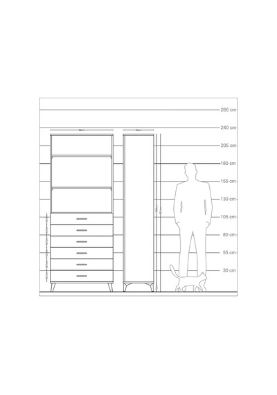 Arges Dolap 3 Raflı 6 Çekmeceli 88x30x221 Çam-antrasit Atlas Çam