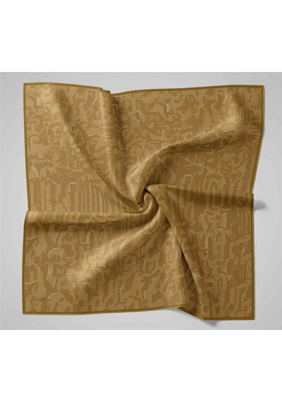 Silk Home Twill İpek Eşarp Asit Yağ Yeşili Haki Desenli Tok Duruşlu 90x90 Çok Renkli