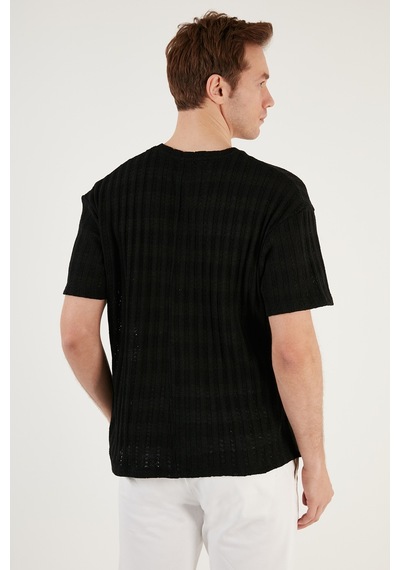 Buratti Pamuk Karışımlı Bisiklet Yaka Regular Fit Erkek T Shirt Cf24S218001 Siyah