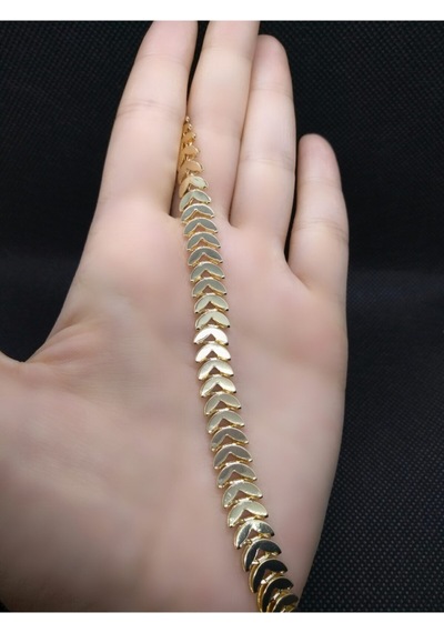 Balık Kılçığı Yassı Gold Kaplama Künye Kılçık Bileklik 454 Çok Renkli
