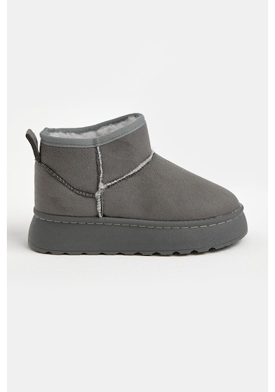 Tonny Black Kalın Poli Taban İçi Kürklü Süet Görünümlü Çocuk Unisex Gri Günlük Bot Tbsz015 Gri