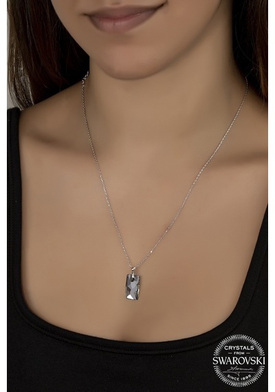 Union Swarovski Crystal Kadın Baget Gümüş Kolye (550092607)