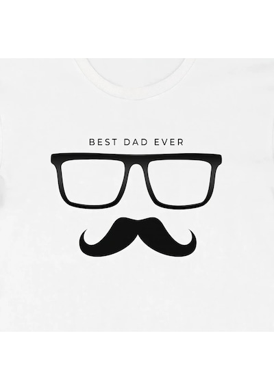 Efnaz Style Babalar Günü Hediye Baba Temalı Baskılı Oversize Bisiklet Yaka T-shirt - Beyaz
