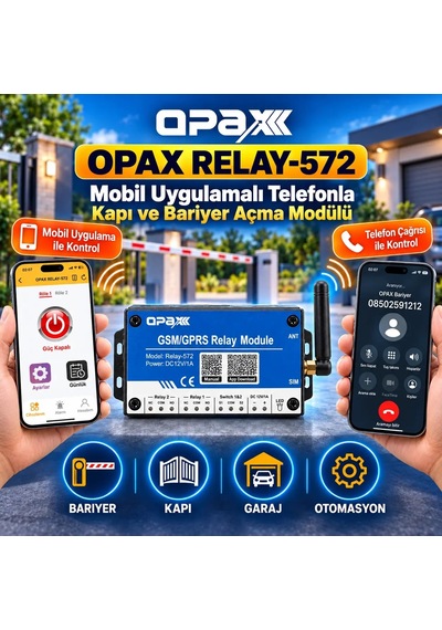 Opax Relay-572 Mobil Uygulamalı Telefonla Kapı Ve Bariyer Açma Modülü