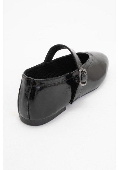 Luvishoes Luvi Shoes Jarret Siyah Rugan Hakiki Deri Kadın Babet Ayakkabı Siyah Rugan