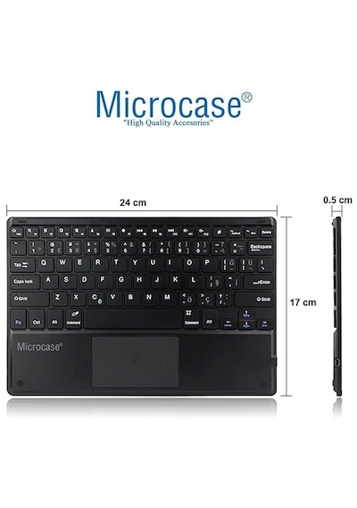 Microcase Samsung Uyumlu Galaxy Tab S10 Lite Tablet İçin Bluetooth Touchpad Klavye + Standlı Kılıf - Bkk5 Tablet Kılıfı