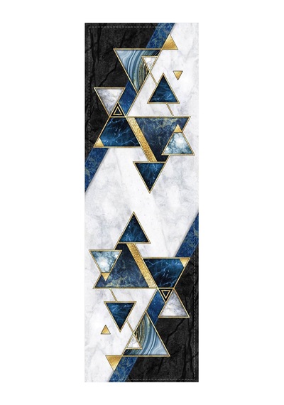 Mavi Geometrik Desenli Premium Masa Örtüsü Runner Rnr091