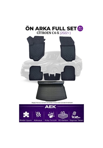 Citroen C4x Elektrikli 5d Karbon Paspas Takımı +3d Pvc Bagaj Havu