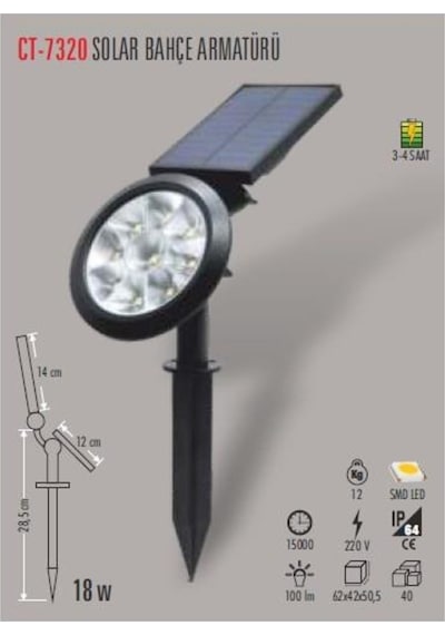 Cata Ct-7320 Solar 18w Yeşil Renk
