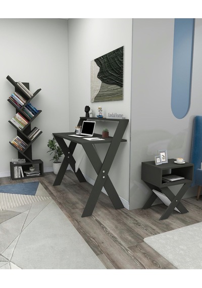 Enda Home X Çalışma Odası Seti Çalışma Masası Kitaplık Komodin Çalışma Masası Kitaplık Seti