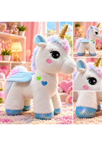 Kanatlı Boynuzlu Unicorn Pony Peluş Oyuncak 55 Cm 046 - Pembe