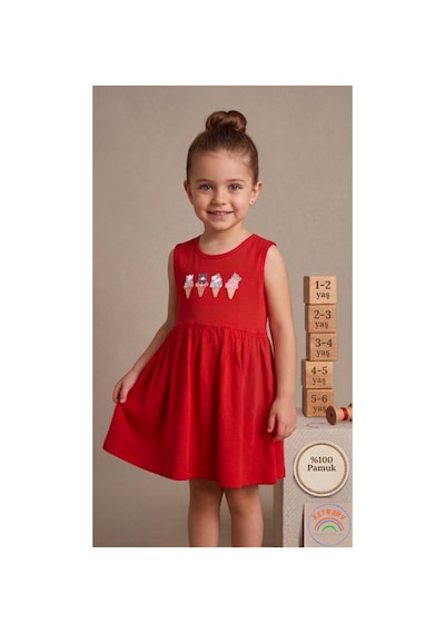 Ketbaby Kız Çocuk Kırmızı Dondurma Desenli Elbise %100 Pamuklu - 1-6 Yaş Kırmızı Kırmızı Ketbaby Kız Çocuk Kırmızı Dondurma Desenli Elbise %100 Pamuklu - 1-6 Yaş Kırmızı Kırmızı