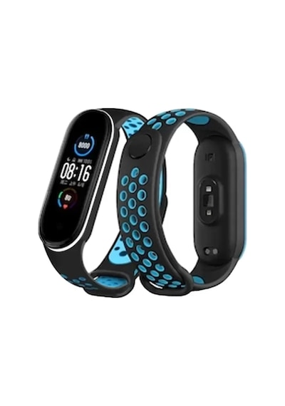 Mi Band 6 Spor Delikli Kordon - Siyah-mavi-beyaz Diğer