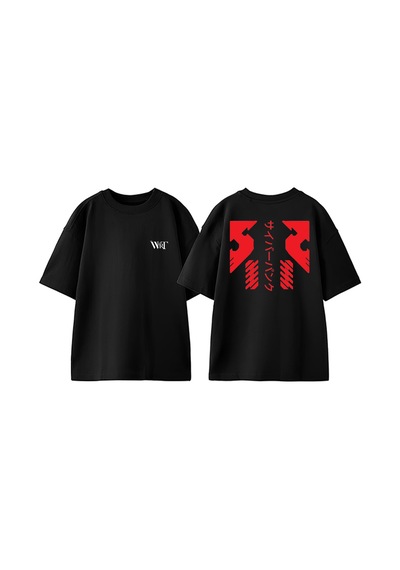 Thewert Cyberpunk And Japanese Tasarım Sırt Baskılı Pamuk Siyah Oversize T-shirt