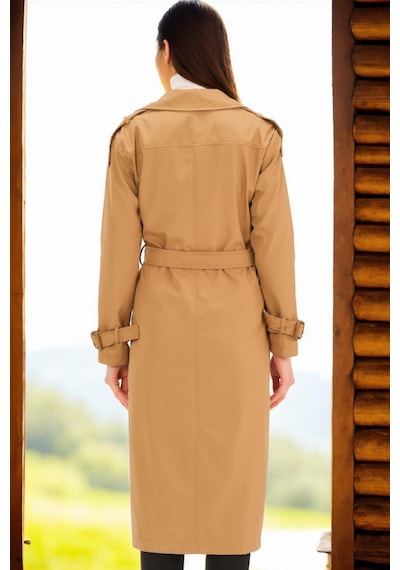 Z6737 Dewberry Bayan Trençkot-koyu Camel Koyu Camel