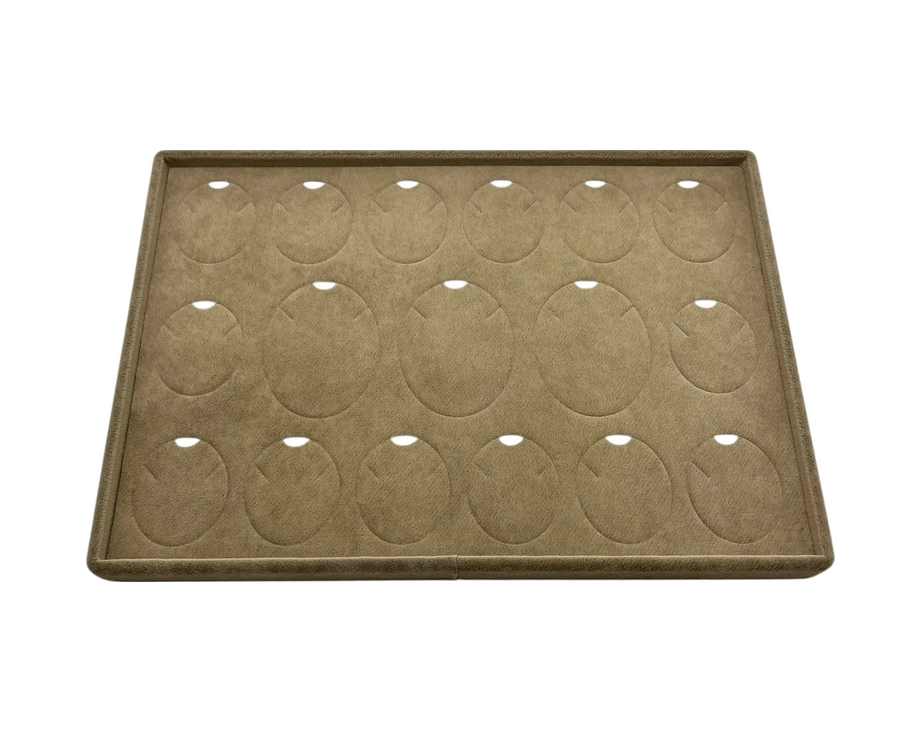 Süet Kumaş Kahve 34-24 Cm Ayaklı 17 Pedli Kolye Tabla Stand