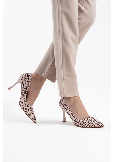 Trendella Kadın Bej Desenli Stiletto Tr08ms12b Siyah