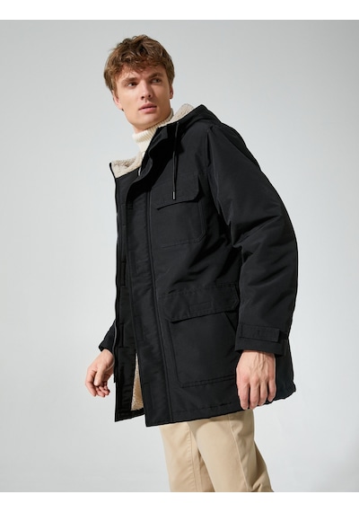 Koton Fermuarlı Kapşonlu Parka Cepli Peluş Detaylı Siyah 4wam00027hw Siyah Koton Fermuarlı Kapşonlu Parka Cepli Peluş Detaylı Siyah 4wam00027hw Siyah