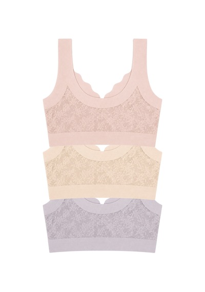 Cottonill Seamless Bra - Lunessa Lazer Kesim Dikişsiz Önden Düğmeli Dantelli Minimizer Kadın Sütyen 3'lü Paket Çok Renkli