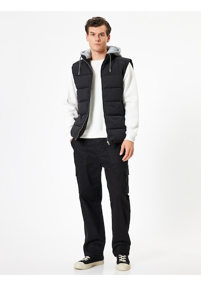 Koton Şişme Yelek Slim Fit Fermuarlı Siyah 5wam20026hw Siyah