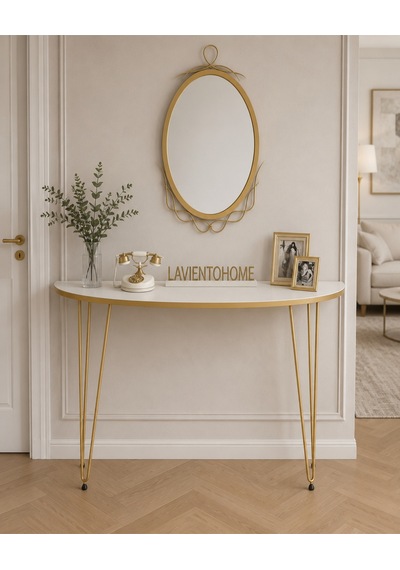 80x18 Dresuar Antre Hol Dekorasyon Ürünleri Altın Model Beyaz Gold Yarım Ay One Size