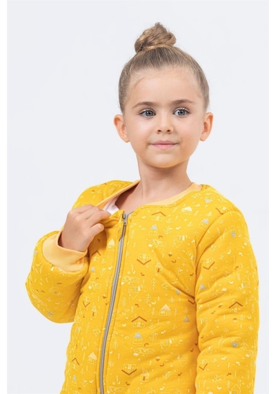 Cantoy Kız Erkek Çocuk Kalın Elyaf Dolgulu Premium Kalite 2.5 Tog Desenli Uyku Tulumu Sarı