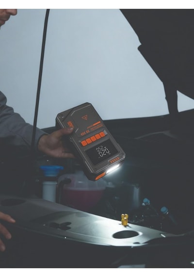 Şarjlı Akü Takviye Cihazı Pompa Powerbank El Feneri Oto Kompresör 12.000mah Anahtarlık-çanta Hediye