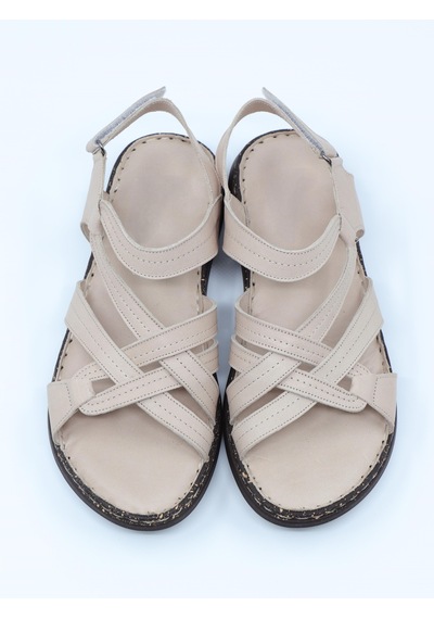 Nesilshoes Nesil Shoes Mns 157 Bej Hakiki Soft Deri Kadın Sandalet