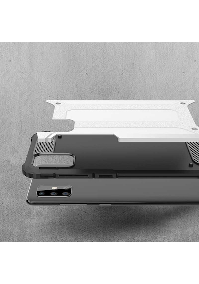 Noktaks - Samsung Galaxy Uyumlu A51 - Kılıf Çift Katman Zırh Tank Crash Military Kapak - Mavi