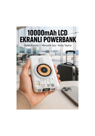 Kullanışlı Lcd Göstergeli Manyetik Powerbank Type C Usb Girişli Yeni Nesil Çok Renkli