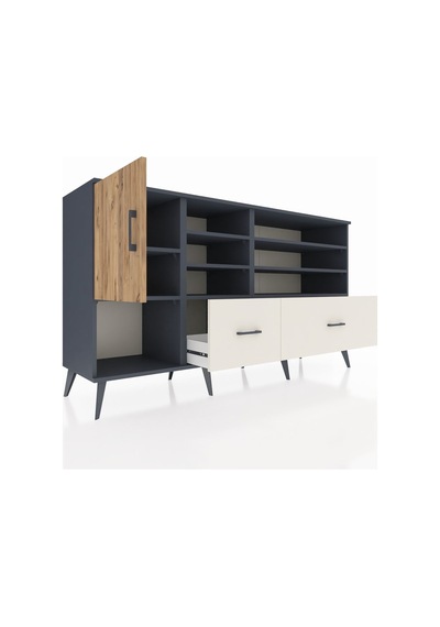 Kronos Konsol 8 Raflı 2 Çekmeceli Tek Kapaklı 176x59x99 Antrasit Antrasit-çam/aytaşı Kronos Konsol 8 Raflı 2 Çekmeceli Tek Kapaklı 176x59x99 Antrasit Antrasit-çam/aytaşı