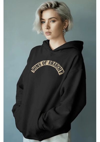 Sevbano Sons Of Anarchy Rock Metal Müzik Grubu Sırt Baskılı Unisex Oversi Siyah