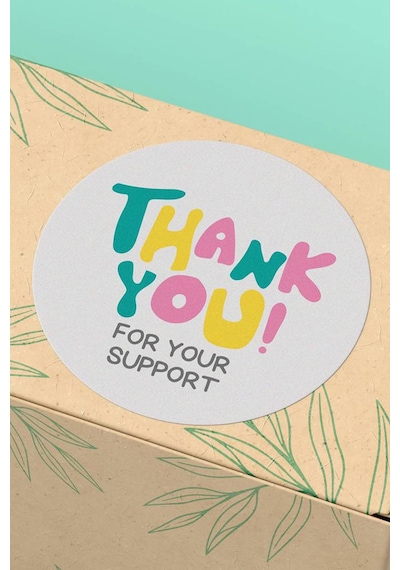 Renkli Thank You For Your Support Sticker 3x3cm St2244 Çok Renkli