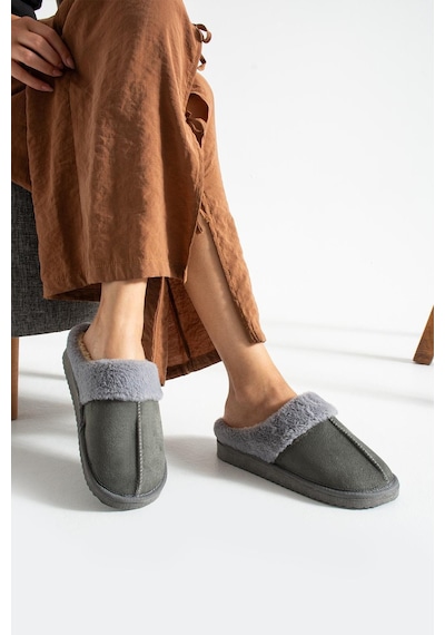 Unisex Peluşlu Ev Terliği Füme