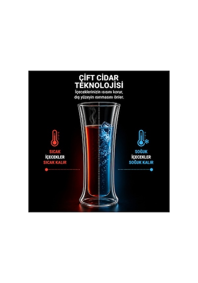 Çift Cidarlı Cam Bardak 320 Ml Borosilikat Isıya Dayanıklı Double Wall Bardak Sıcak & Soğuk İçecek Bardağı, Şeffaf Termal Cam Kupa, Bira Kahve Çay Latte Bardağı