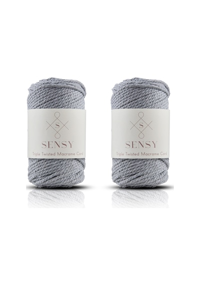 Sensy Premium 3 Büküm Makrome Ipi 3mm Üç Büküm Taranan Makrome Halat Ip 2li Set 500 Gr Açık Gri