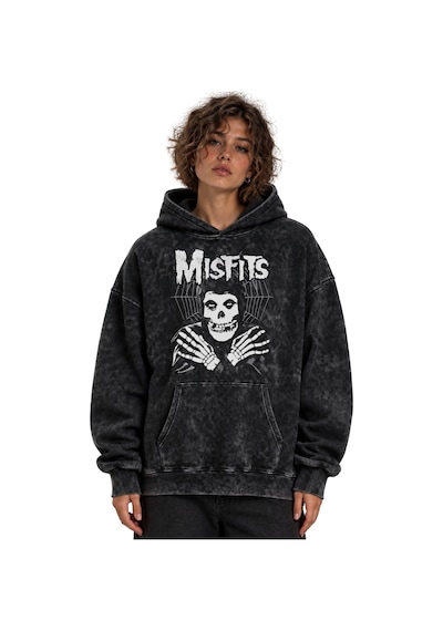 Sevbano Misfits Rock Metal Müzik Grubu Baskılı Unisex Oversize Yıkamalı H Siyah