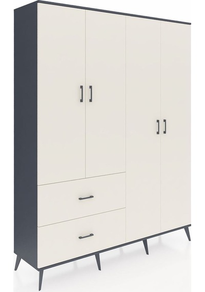 Hyperion Gardrop 4 Raflı 2 Çekmeceli 2 Askılı 176x44x221 Antrasit-aytaşı Aytaşı Hyperion Gardrop 4 Raflı 2 Çekmeceli 2 Askılı 176x44x221 Antrasit-aytaşı Aytaşı