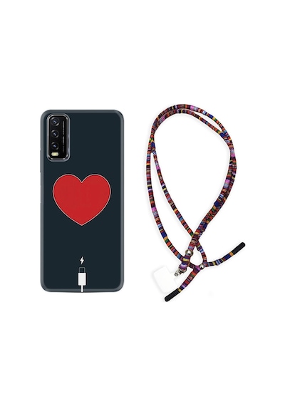 Vivo Y20S Kılıf Rasta Boyun Askılı Charge Heart 1422